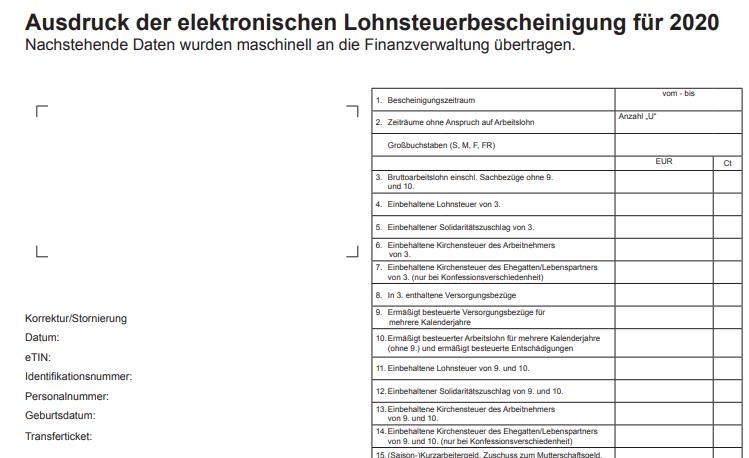 Lohnsteuerbescheinigungen 2020